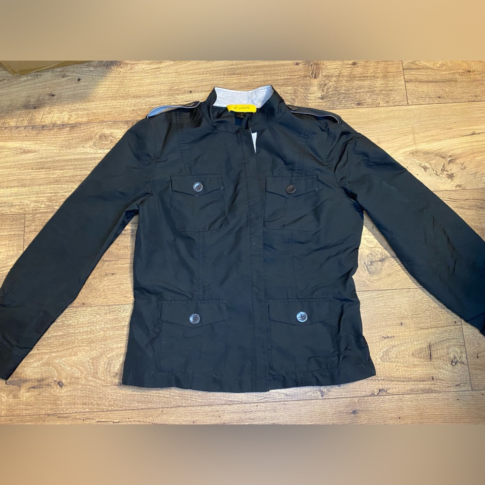 St. John Black Military-Style Jacket Size 8